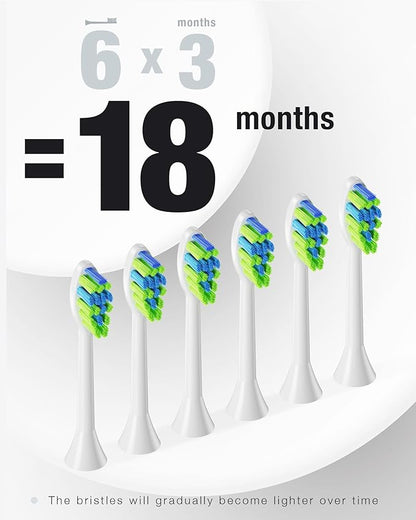 7AM2M Sonic Electric Toothbrush with 6 Brush Heads for Adults&Kids, One Charge for 120 Days, Wireless Fast Charge, 5 Modes, 40000VPM Powered Toothbrush, 2 Minutes Built in Smart Timer (Light Blue)