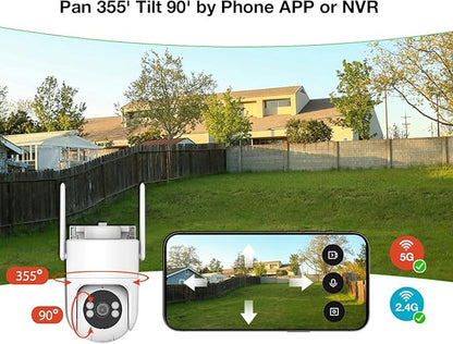 6MP TUYA Security Camera Outdoor, 2.4G/5G WiFi Cameras for Home Security 24/7 Recording, Pan-Tilt 360° View, Auto Tracking & Light Alarm, Color Night Vision,Two-Way Audio, Plug-in cam, IP66/Cloud/64GB