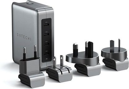 Satechi 145W GaN Travel Charger, 4-Port GaN USB C Charger, 2 USB-C PD 3.1, Fast Charging Travel Station for Laptop, for MacBook Air/Pro M4, iPad Air/Pro M4, iPhone 16, Galaxy S25, Windows