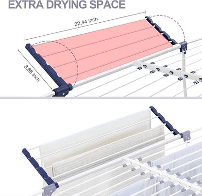APEXCHASER Clothes Drying Rack - Foldable Laundry Rack Indoor Outdoor, Gullwing Drying Rack Clothing with 10pcs Clips + Bag, Collapsible Space-Saving Clothes Rack for Drying Towels Dolls, White