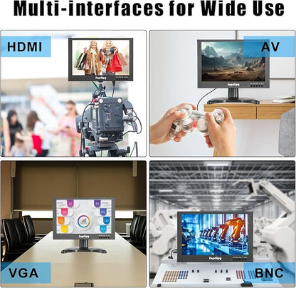 Suprlipy 10.1 Inch Mini Small HDMI Monitor 1920x1200 16:10 IPS Metal Housing LCD Color Display Screen Support HDMI/VGA/AV/BNC Earphone Input Built-in Dual Speakers for PC Security CCTV Camera RasPi