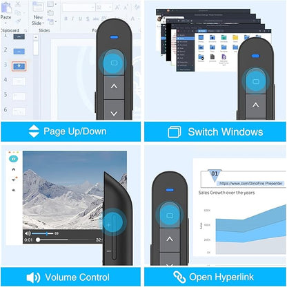 DinoFire Presentation Clicker with Case, Wireless Presenter Remote Powerpoint Clicker Storage Proective Bag