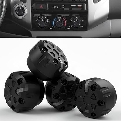 4 Pack - 2nd Gen Tacoma Accessories AC Knob Upgrade - 2005,2006,2007,2008,2009,2010,2011,2012,2013,2014,2015 Tacoma Climate Control Dial Mods Set - for Toyota Interior Replacement Kit