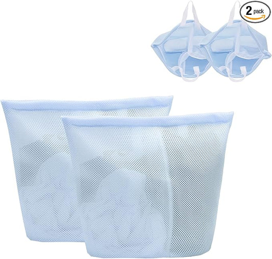 Guozcaray 2 Pcs Special Zoning laundry bag for delicates with handles mesh laundry bags washing machine laundry totes travel storage and sorting bag(Blue2)