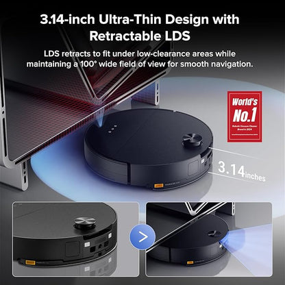 roborock Saros 10 with Refill & Drainage System Robot Vacuum and Mop, 22,000Pa Suction, AI Obstacle Avoidance, 3.14-inch Ultra Thin, Intelligent Dirt Detection, Zero Tangling Main Brush, Hot Water Mop