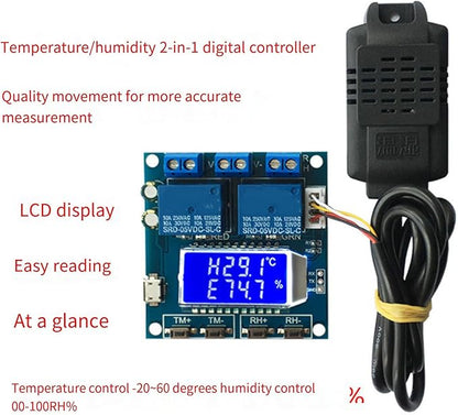Double Output Digital Display Temperature Humidity Control Module Easy Read -20 to 60℃ Precisions Control Module Board Industrial Temperature Regulator