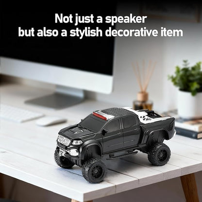 WSTER WS-X65 Pickup Truck Replica Bluetooth Speaker – HD Sound, FM Radio, TWS Stereo, LED Party Lights, USB/TF Playback, Built-in Mic – Cool Portable Car Design Speaker for Outdoors & Home (Black)