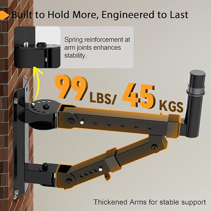 Vondynote Set of 2 Speaker Wall Mounts Heavy Duty PA Wall Speaker Mounting Brackets with 180° Swivel and 20° Tilt Adjustable, 35mm Pole Mount