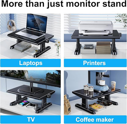 NIFBANG Monitor Stand Riser for Desk,360°Rotation Freely Height Adjustable by Knob,4.4-5.8 Inches,Ergonomic Monitor Stand Mount, Desktop Monitor Stand Riser for Computer,Laptop,Printer,Tv,Black