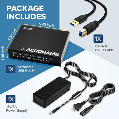 Acroname - Managed USB Switch/Hub 2 Computers - 9 Port, Fast Charge (4A), Industrial & Scientific Grade, Programmable Compatible with Mac/Windows/Linux for Keyboard Mouse External Hard Drive