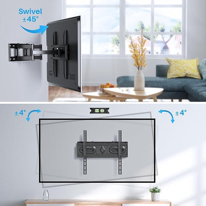 USX STAR UL Listed Full Motion TV Wall Mount Bracket for Most 32-70 inch TVs, Swivel Extend Tilting TV Mount, Max VESA 400x400mm, Holds up to 110 lbs & 16" Wood Studs with Hole Drilling Template