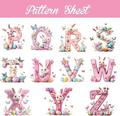 idooodle Personalized Pink Bunny Easter Egg 3D Initial LED Night Light with Name & Wooden, Base Room Decor, Birthday Party Easter Gift for Kids