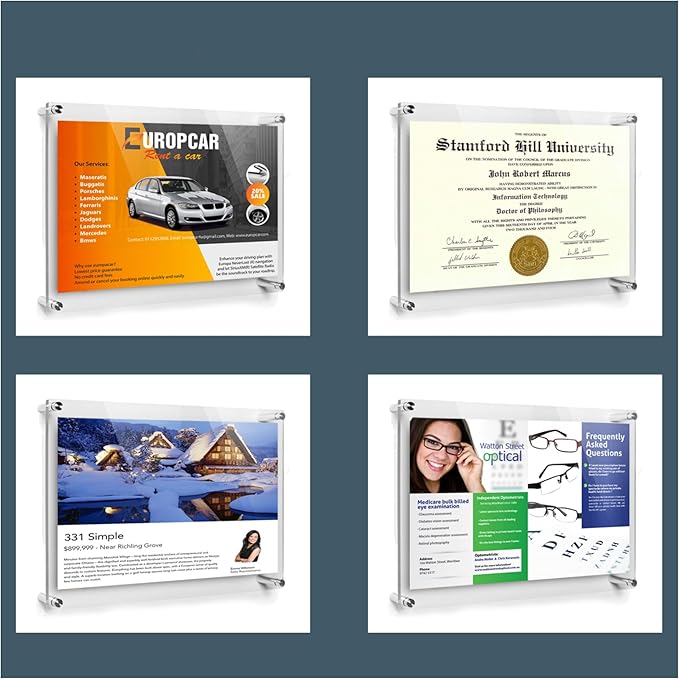 ArtToFrames 22x36 Inch Double Panel Floating Acrylic Picture Frame (Full Frame is 26x40) comes with Black Standoff Hardware, Made in the USA, 3 Pack