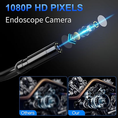 Endoscope Camera with Light - 4.3" LCD Screen Inspection Cameras,IP67 Waterproof Borescope with 8 Adjustable LED Lights,HD 1080P Endoscope Camera 16.5ft Semi-Rigid Cord,gifts for men tools and gadgets