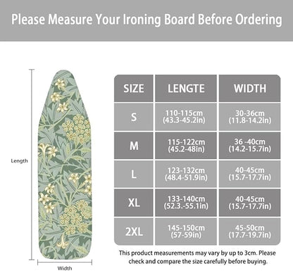 ZCFYGDX 17x49 in Ironing Board Covers Easy to Install Resistant,Elastic Edge 3 Nylon Buckle Strap Fasteners Breathable & Wear-Resistant,Resist Scorch Staining Protective Cover William Morris Prints