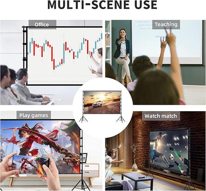 TOWOND Projector Screen and Stand, 150 inch Indoor Outdoor Projection Screen, Portable 16:9 4K HD Rear Front Movie Screen with Carry Bag Wrinkle-Free Design for Home Theater Backyard Cinema