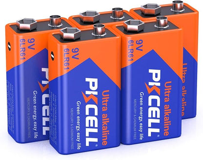 PKCELL 9v Maximum Power Dry Battery – Ultra Long-Lasting 9V Batteries for Smoke Detector 9v 6lr61 Alkaline for Smoke Alarms