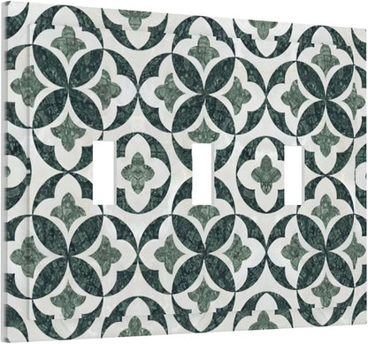 Bvtewkhz Green Luxury Modern Cubic Marble 3 Gang Triple Toggle Decorative Light Switch Covers Electrical Faceplate Switch Plates For Bathroom Kitchen Home