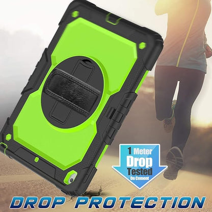 BLOSOMEET Case for iPad 9th/8th/7th Generation 2021/2020/2019 10.2 Inch with Tempered Glass Screen Protector & Pencil Holder,Protective Kids iPad 10.2 Case Cover w/Stand Hand Shoulder Strap,Green