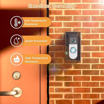 No Drill Adhesive Video Doorbell Mount Compatible for Ring/Blink Video Doorbell, Not Block Doorbell Sensor, QIBOX Anti-Theft Camera Mount Bracket Cover Holder