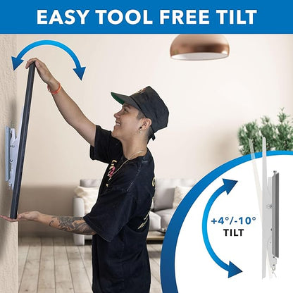 Mount-It! Tilting TV Wall Mount for 43"-90" TVs, Ultra Slim Heavy-Duty TV Mount with Low Profile 1.9", VESA 200x200 to 800x400, Supports up to 165 lbs, White
