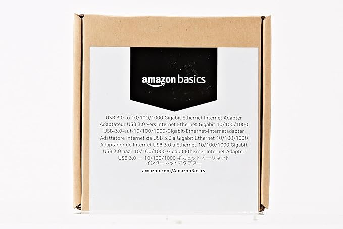 Amazon Basics USB 3.0 to 10/100/1000 Gigabit Ethernet Internet Adapter, Black