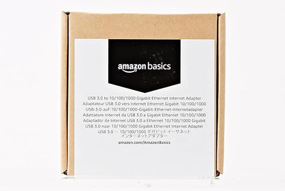 Amazon Basics USB 3.0 to 10/100/1000 Gigabit Ethernet Internet Adapter, Black