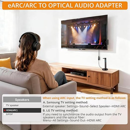 Neoteck ARC/eARC Audio Extractor, HDMI ACR Audio to Optical Extractor with Supports PCM 2.0, Dolby 5.1, DTS 5.1, 24bit/192kHz, Plug and Play, Suitable for TV, Home Cinema & Legacy Audio Systems