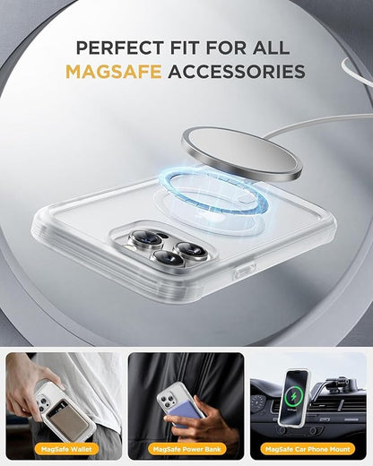Miracase Magnetic for iPhone 12 Pro Max Case [Compatible with MagSafe] Full-Body Phone case with Built-in Glass Screen Protector& Camera Protector, Military Drop Proof 12 Pro Max Cover, Matte Clear