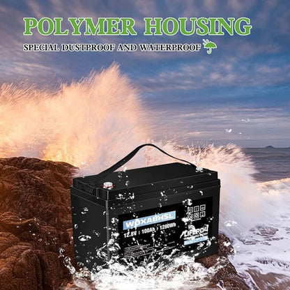 WOXABHSL 4 PCS 12V 100AH Lifepo4 Lithium Battery Up to 15000+ Deep Cycles, Buit in 100A BMS Perfect for Trolling Motors, Boat, Marine, Rv, Solar