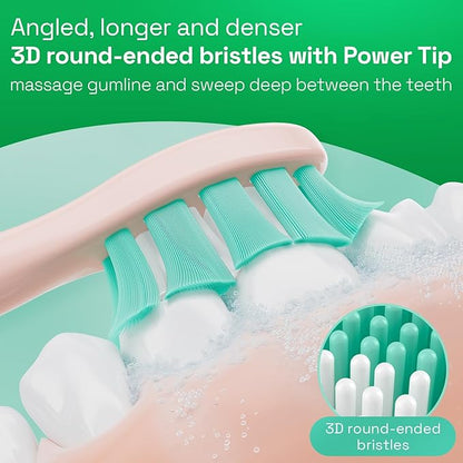 Brushmo Plaque Control Replacement Toothbrush Heads, Compatible with Philips Sonicare Click-on Electric Toothbrush Handles, 8 Standard Replacement Heads, Soft Dupont Bristles, BM928pk, Pink