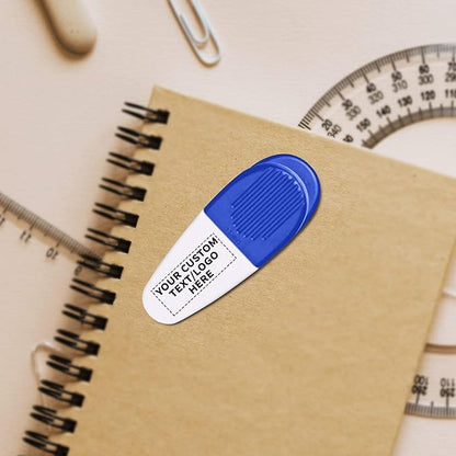 10 Magnetic Memo Holders Set - Customizable Text, Logo - Large Clip, Plastic - White Blue