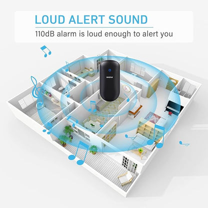 Door Chime, Door Sensor Chime for Door Opens – Door Ringer with 500ft Operating Range 52 Chime 110dB LED Indicators –Entry Alert Chime for Business/Home/Office (2 Receivers+3 Sensors)