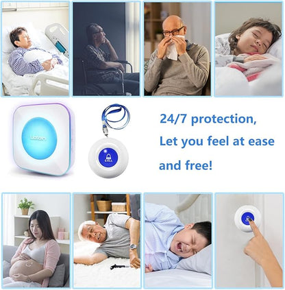 LIOTOIN Wireless Caregiver Pagers Call Button Nurse Alert System Call Bell Call Light Alert Button for Home/Elderly/Patients/Disabled 3 Transmitters 3 Plugin Receivers (600+ft Operating Range)…