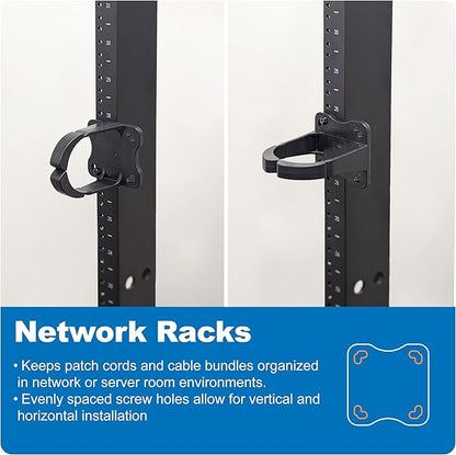 ICC 3” Plastic Cable Management Ring, Vertical/Horizontal, Rack or Wall Mount, Pack of 1 – Cable Organizer for Network Racks and Structured Cabling