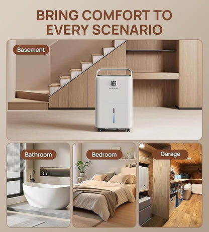 5500 Sq. Ft Dehumidifier for Basement with Drain Hose 80 Pints, VEAGASO Dehumidifiers for Home, Large Room, Bathroom, Bedroom, Three Modes, Intelligent Humidity Control, Dry Clothes, 24HR Timer