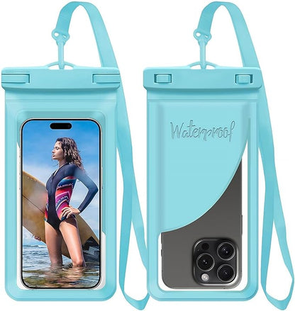 Waterproof Phone Case, with Inside Card Holder, Large Waterproof Pouch for iPhone 16 15 14 13 Pro Max, IPX8 Certified Cellphone Travel Accessories for Vacation Must Haves, 1 Pack-Blue-8.3″