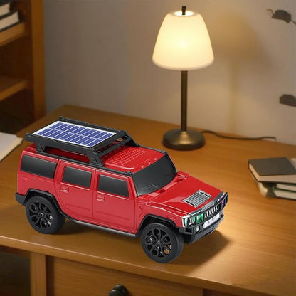 WSTER WS-696 Solar Bluetooth Replica Speaker – Portable Modern Off-Road Car Design with HD Sound, TWS, LED Party Light, USB/TF Playback, FM, Built-in Microphone, Surprise Gift(Red)