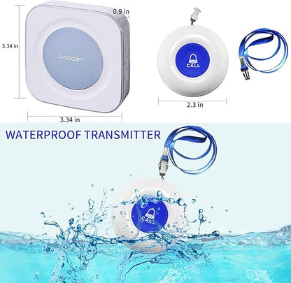 LIOTOIN Caregiver Pager Wireless Call Button Call Bell Emergency Button Call Light System for Elderly/Patients/Home Nurse Alert System 3 Call Button 2Plugin Receivers (600+ft Operating Range)