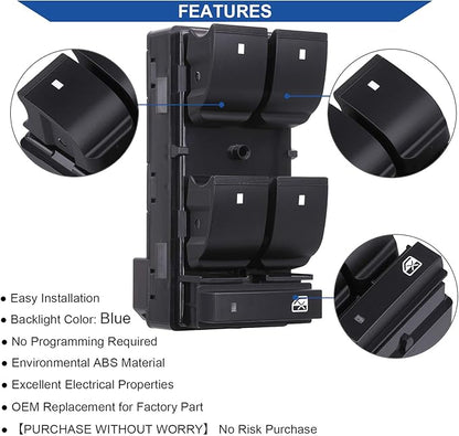 Obaee Driver Side Power Master Window Switch, Compatible with Chevy Silverado/Chevrolet Traverse/HHR/2007-2013 GMC Sierra/Yukon/Buick Enclave Replace OE 20945129 25789692