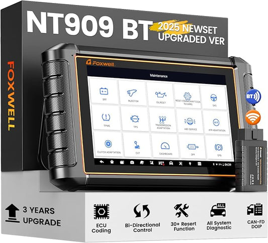 2026 Foxwell NT909 OBD2 Scanner Diagnostic Tool, All System Bidirectional Scanner Code Reader 30+ Resets, ECU Coding, CAN FD/DOIP, V.A.G Guide, 3 Yrs Free Update, Upgrade of NT726 NT809BT