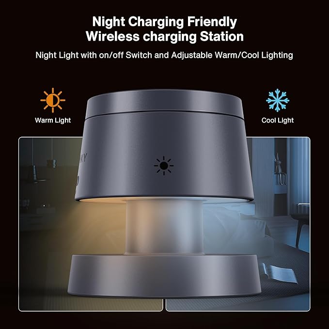 iVANKY 15W Fast 4 in 1 Wireless Charging Station with Mushroom Light for MagSafe Magnetic Charger, 22.5W Travel Stand, 3 in 1 Charge for iPhone 17 16 15 to X Pro Max Plus Air, Apple iWatch, Airpods