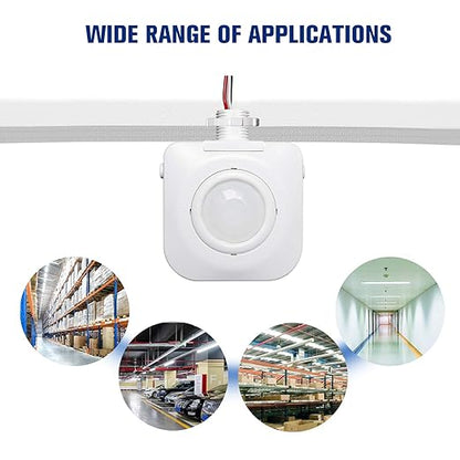 ECOELER Ceiling Occupancy Motion Sensor Switch, High Bay Fixture Mount 360° Ceiling Automatic Light Switch, 120/277VAC, UL, FCC Approved Passive Infrared Sensor