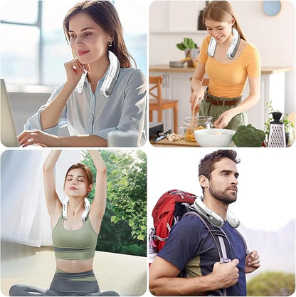 WXX Portable Neck Fan, 6000mAh Battery Neck Fan Rechargeable 360° Cooling Personal Fan 3 Speeds Foldable Quiet Wearable Fan for Travel Outdoor Indoor, Birthday Gifts for Men Women Grey