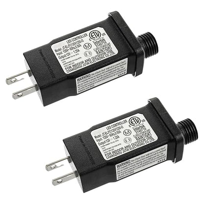 SIGANDG 12V 15W LED Transformer Replacement Class 2 Power LED Controller with 8 Modes Supply for Christmas String Light Inflatable Decorations IP44 Waterproof Low Voltage Transformer(2 Pcs)