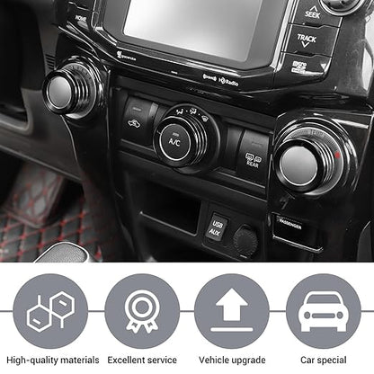 JeCar Air Conditioner Button Trim Cover Aluminum Alloy Knob Cover Fit for Toyota 4Runner 2010-2023, Black