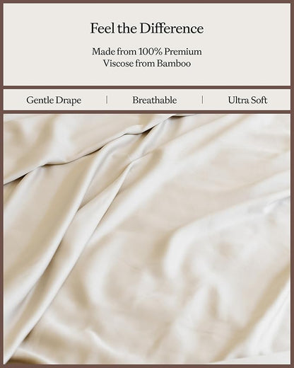 Cozy Earth Luxury Bed Sheet Set - 100% Viscose from Bamboo Fabric, Ultra-Soft & Breathable, Fits Regular & Deep Pocket Mattresses up to 20" - 4 Pieces Queen Sheet Set Driftwood