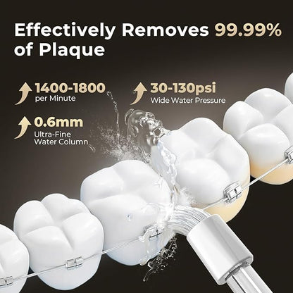 Bezvoi Portable Water Flosser for Teeth: Gum-Sensitive Friendly, Dual-Gear Motor Technology Irrigator Dental Pick with 5 Modes for Braces & Orthodontic, IPX7 Waterproof, Cordless for Travel, Black