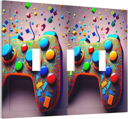 Bvtewkhz Videos Game Controller 3 Gang Triple Toggle Decorative Light Switch Covers Electrical Faceplate Switchplates for Bathroom Kitchen Home