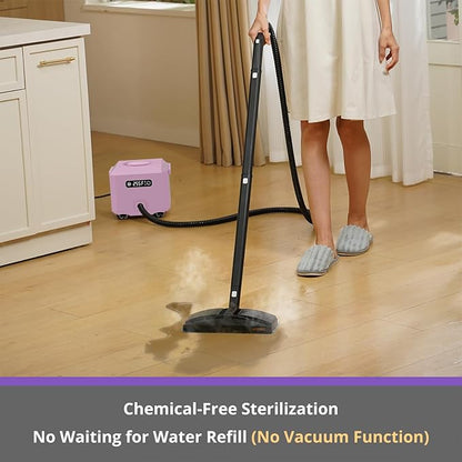 awasky Steam Cleaner: 1650W, Fast 50-Sec Heat-Up-21-Piece Kit Refill Anytime-No Cooling-Detachable Hose Steamer Mop for Home Use Car Bed Furniture Bathroom Tile Grout Floor Cleaning And More Pink